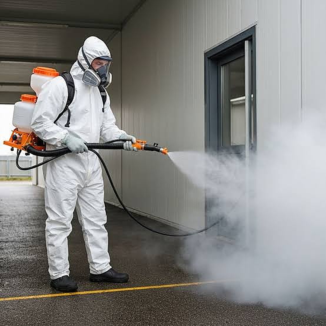 Fixins technician thermal fogging a property to neutralize odors in Colorado Springs